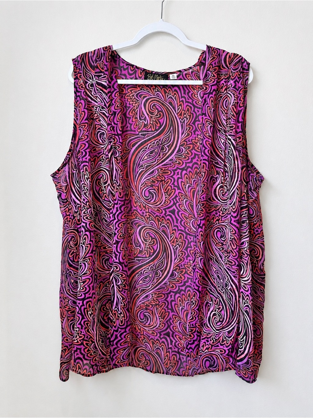 Bob Mackie Wearable Art Paisley Open Front Vest Top – Size 2X